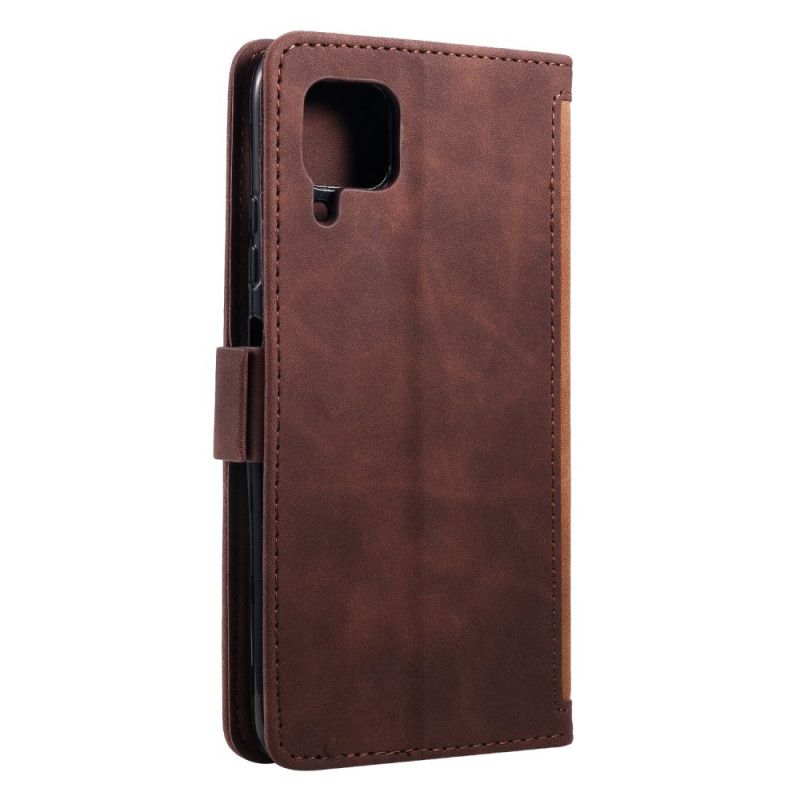 Skórzany Futerał Huawei P40 Lite Zielony Czerwony Etui na Telefon Dwukolorowa Imitacja Skóry Ze Wzmocnionymi Konturami