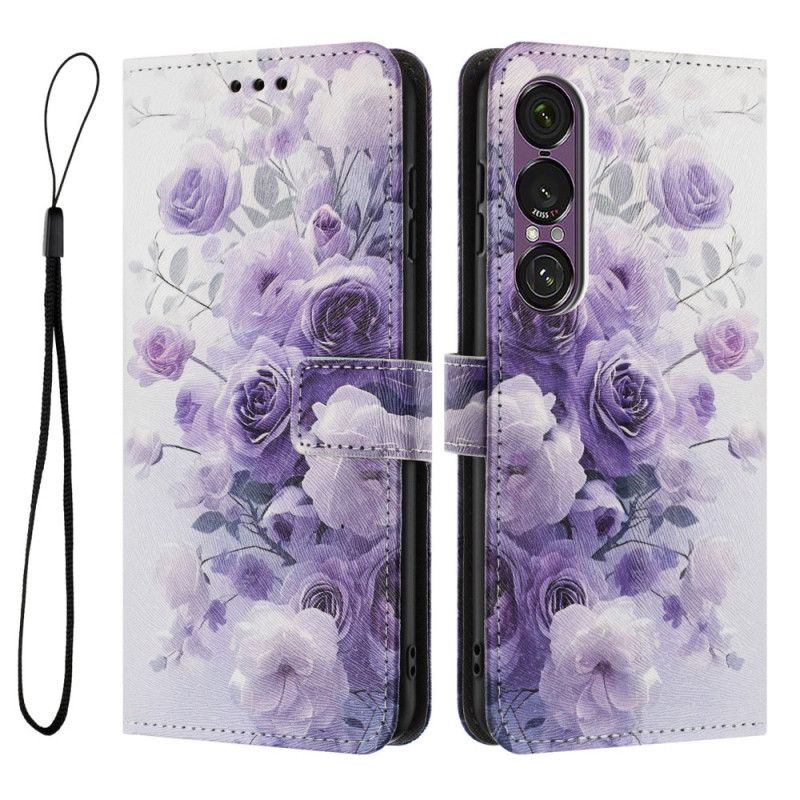 Etui Folio Do Sony Xperia 1 Vii Fioletowe Róże