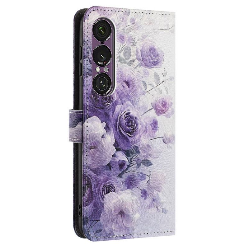 Etui Folio Do Sony Xperia 1 Vii Fioletowe Róże