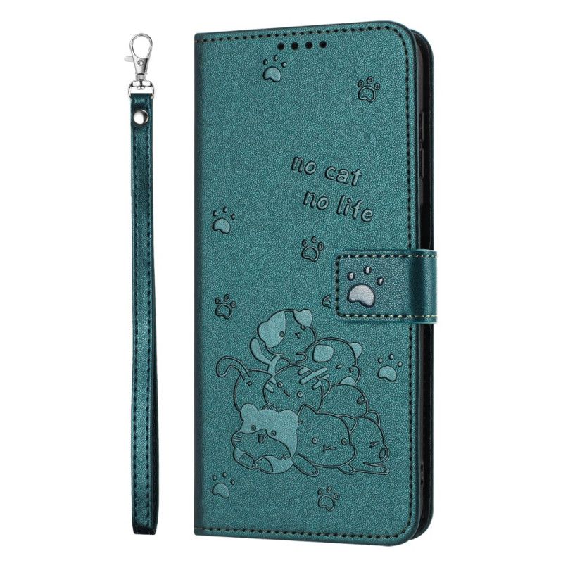 Etui Folio Do Sony Xperia 1 Vii Kreskówkowe Koty Z Paskami