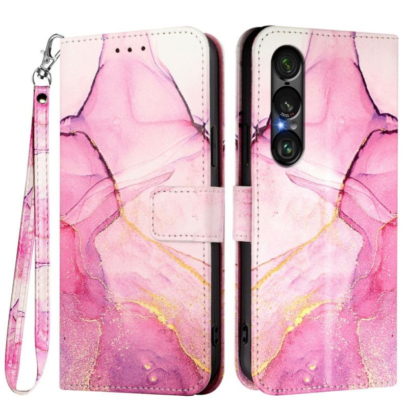 Etui Folio Do Sony Xperia 1 Vii Marmur Z Paskiem