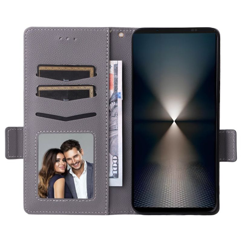 Etui Folio Do Sony Xperia 1 Vii Tekstura Liczi Z Paskiem