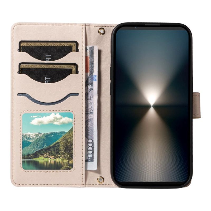 Etui Folio Sony Xperia 1 Vii Pikowana Z Paskiem I Paskiem Na Ramię Etui Ochronne