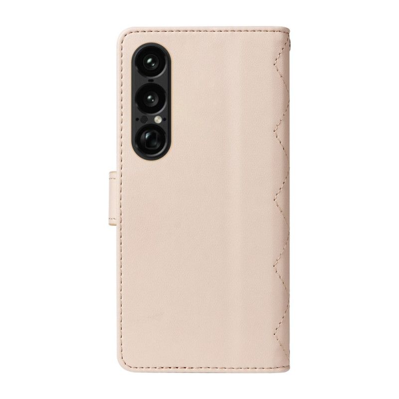 Etui Folio Sony Xperia 1 Vii Pikowana Z Paskiem I Paskiem Na Ramię Etui Ochronne