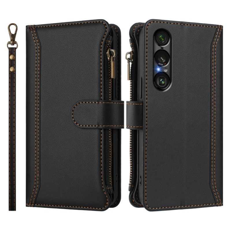 Etui Folio Sony Xperia 1 Vii Portfel Z 9 Przegródkami Na Karty I Paskiem