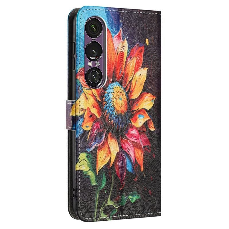 Etui Folio Sony Xperia 1 Vii Wzór Słonecznika Etui Ochronne