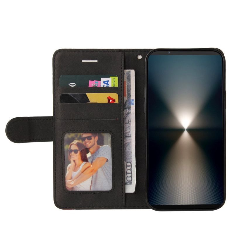 Skórzany Futerał Sony Xperia 1 Vii Etui Na Telefon Dwukolorowa Falista Linia