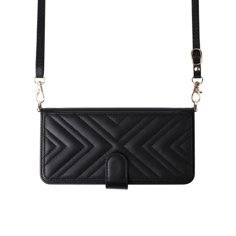 Skórzany Futerał Sony Xperia 1 Vii Etui Na Telefon Pikowana Z Paskiem I Paskiem Na Ramię