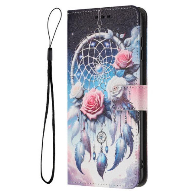 Skórzany Futerał Sony Xperia 1 Vii Etui Na Telefon Wzór Łapacza Snów