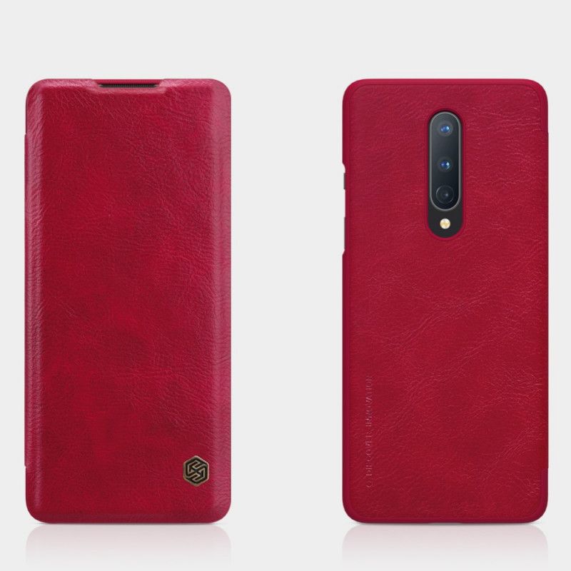 Flip Kotelot OnePlus 8 Brązowy Czerwony Etui na Telefon Seria Nillkin Qin