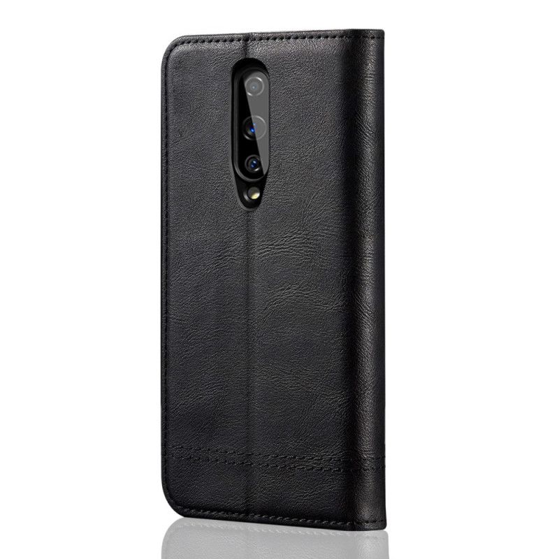 Flip Kotelot OnePlus 8 Czarny Efekt Szytej Skóry Etui Ochronne