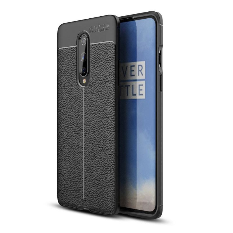 Futerały OnePlus 8 Czerwony Czarny Efekt Skóry Z Podwójną Linią Liczi