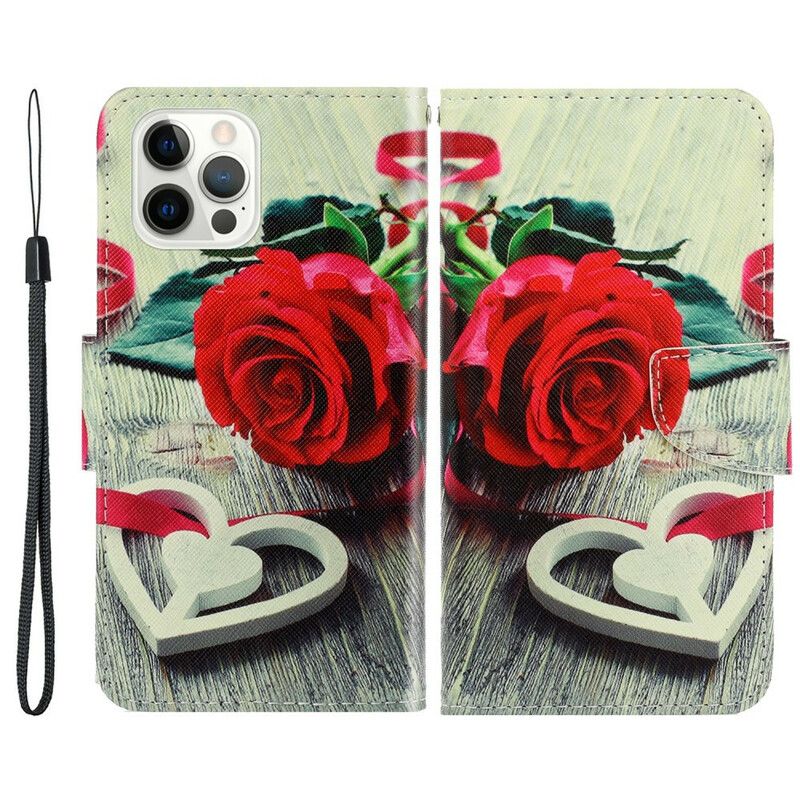 Etui Folio Do Iphone 13 Pro Romantyczny Różowy Pasek