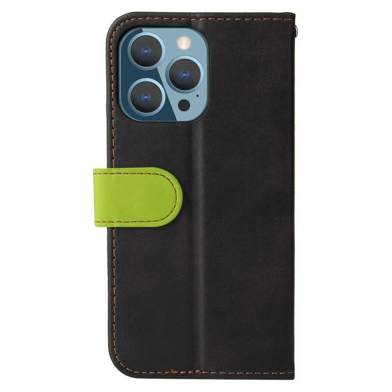 Etui Folio Iphone 13 Pro Bicolor Sztuczna Skóra
