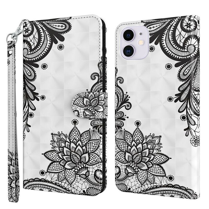 Etui Folio Iphone 13 Pro Kwiaty Koronki