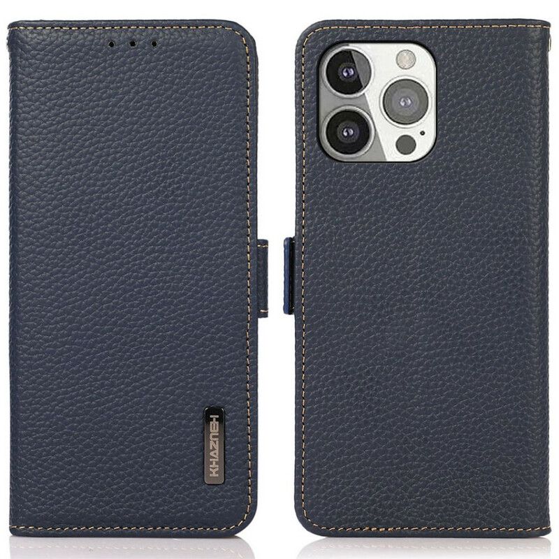 Etui Folio Iphone 13 Pro Lychee Leather Rfid Khazneh