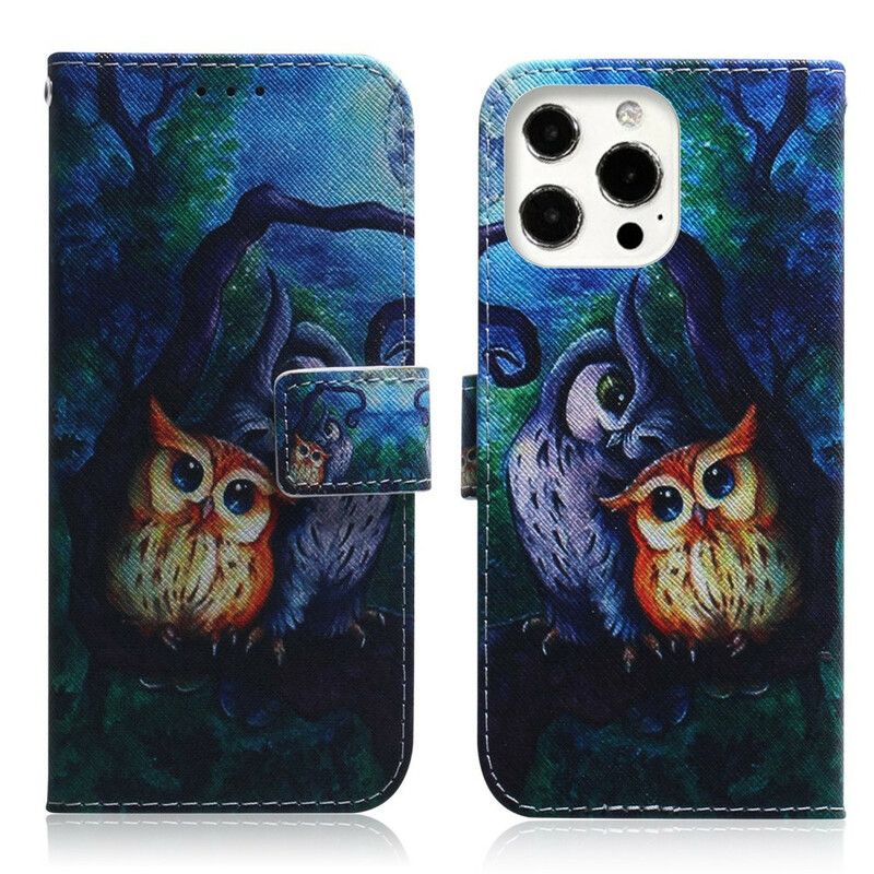 Etui Folio Iphone 13 Pro Malowanie Sów