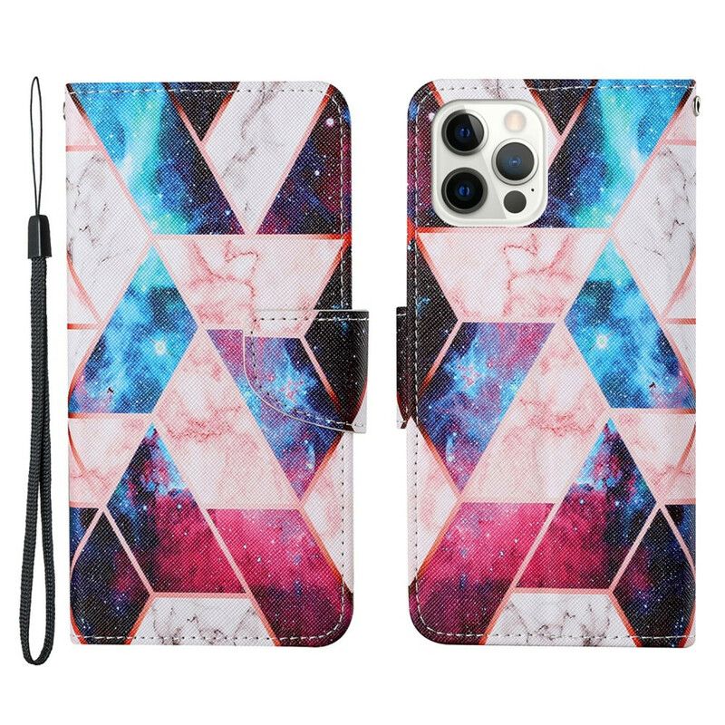 Etui Folio Iphone 13 Pro Marmur Z Paskiem