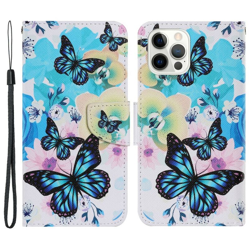 Etui Folio Iphone 13 Pro Motyle I Letnie Kwiaty