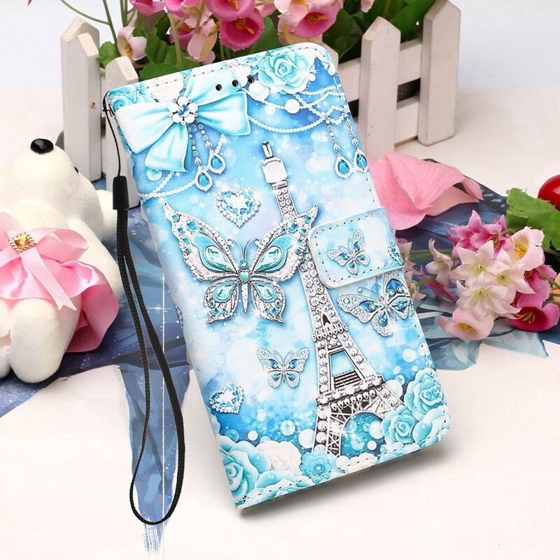 Etui Folio Iphone 13 Pro Pasek Motyli Wieży Eiffla
