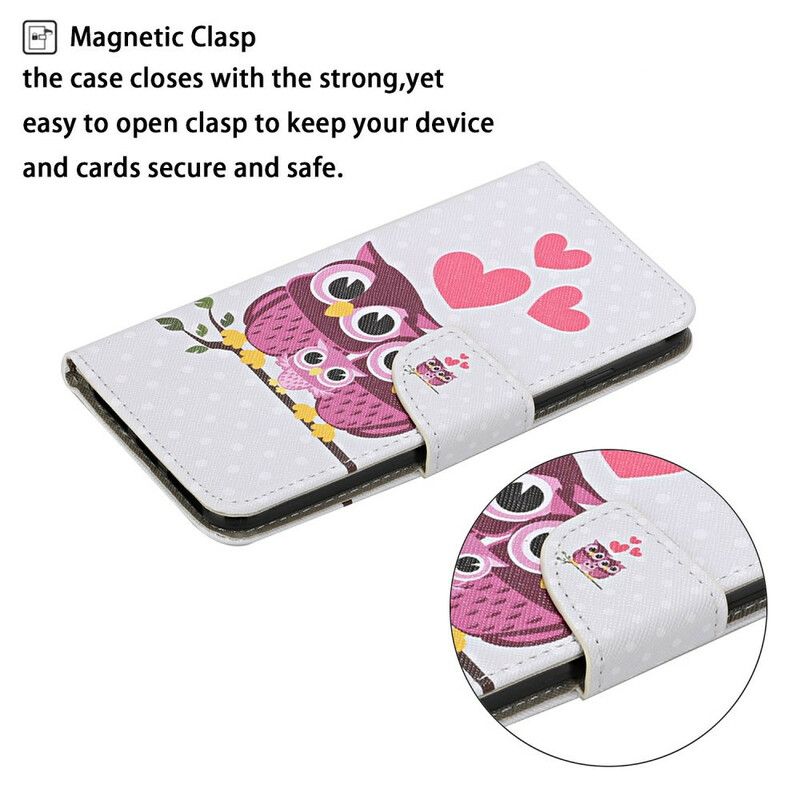 Etui Folio Iphone 13 Pro Rodzina Sowa Ze Smyczą Etui Ochronne