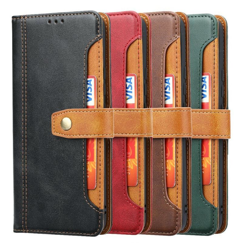 Etui Folio Iphone 13 Pro Skórzany Przedni Uchwyt Na Kartę I Pasek Etui Ochronne