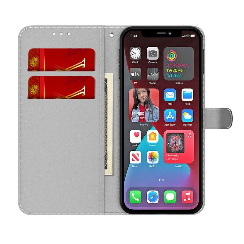Skórzany Futerał Iphone 13 Pro Etui Na Telefon Abstrakcyjny Wzór
