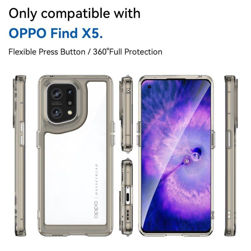 Etui do Oppo Find X5 Hybrydowe Przezroczyste Kolorowe Krawędzie