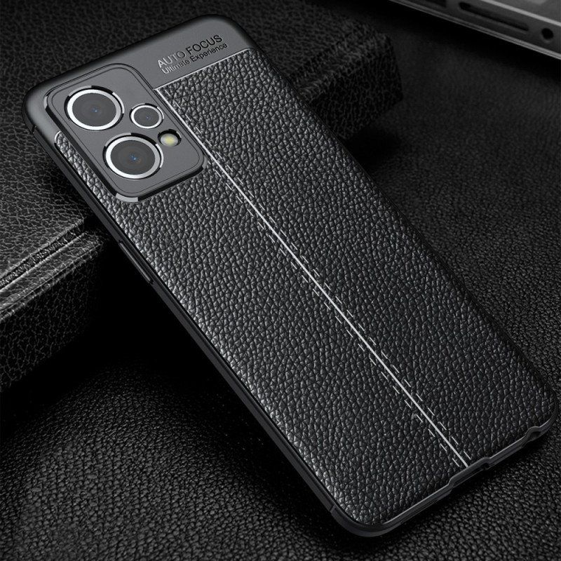 Etui do Realme 9 Pro Plus Efekt Skóry Liczi Z Podwójną Linią