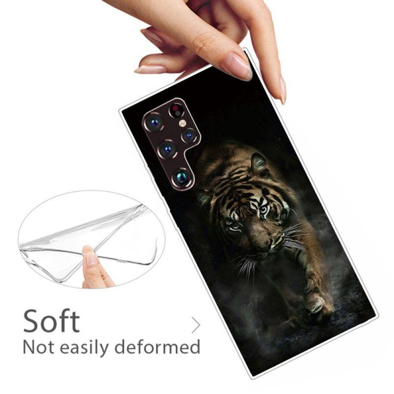 Etui do Samsung Galaxy S22 Ultra 5G Elastyczny Tygrys