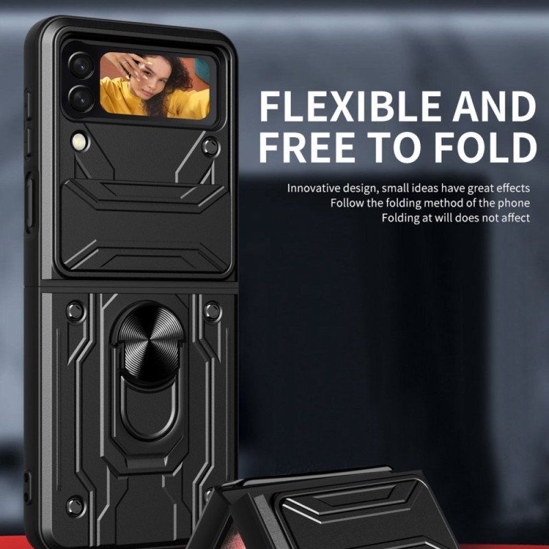 Etui do Samsung Galaxy Z Flip 4 Etui Folio Osłona Obiektywu Z Pierścieniem Podtrzymującym