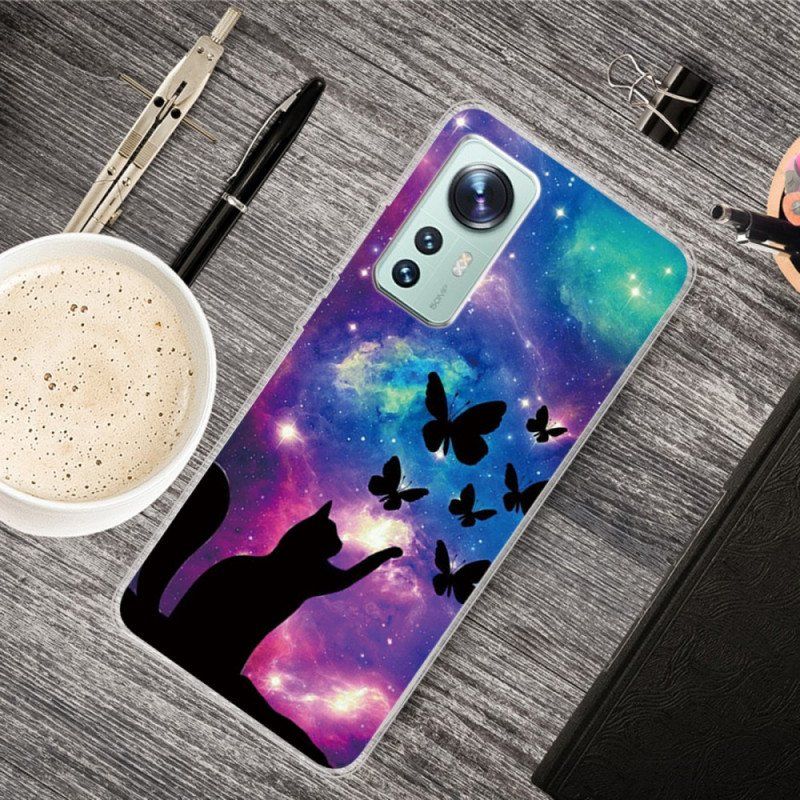 Etui do Xiaomi 12 / 12X Kot I Motyle W Kosmosie