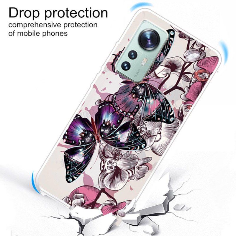 Etui do Xiaomi 12 Pro Silikonowe Motyle