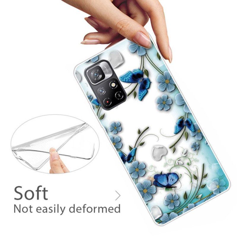 Etui do Xiaomi Redmi Note 11 Pro Plus 5G Niebieskie Kwiaty I Motyle