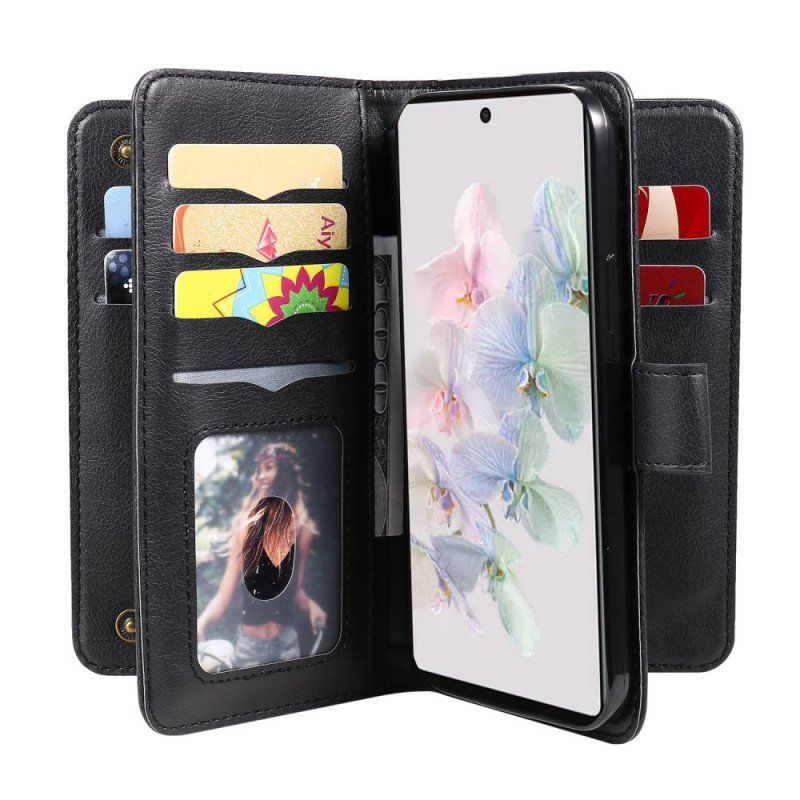 Etui Folio do Google Pixel 7 Wielofunkcyjny Uchwyt Na 10 Kart