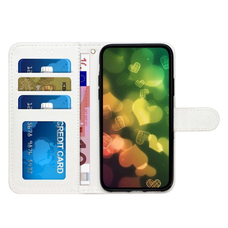 Etui Folio do Google Pixel 7A z Łańcuch Motyle W Locie Z Paskiem