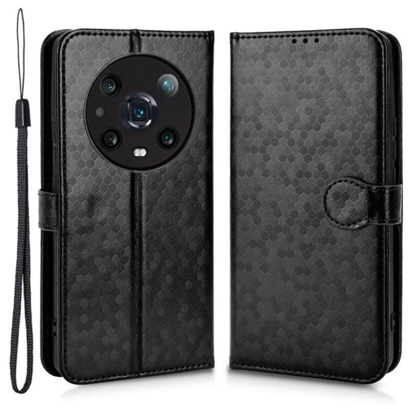 Etui Folio do Honor Magic 4 Pro z Łańcuch Projekt Paska 3d