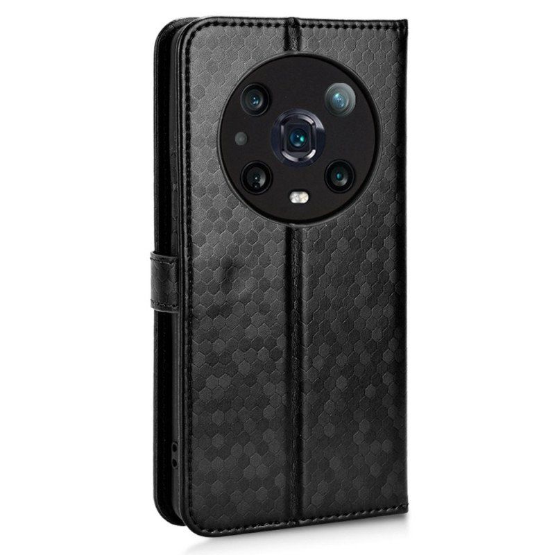 Etui Folio do Honor Magic 4 Pro z Łańcuch Projekt Paska 3d