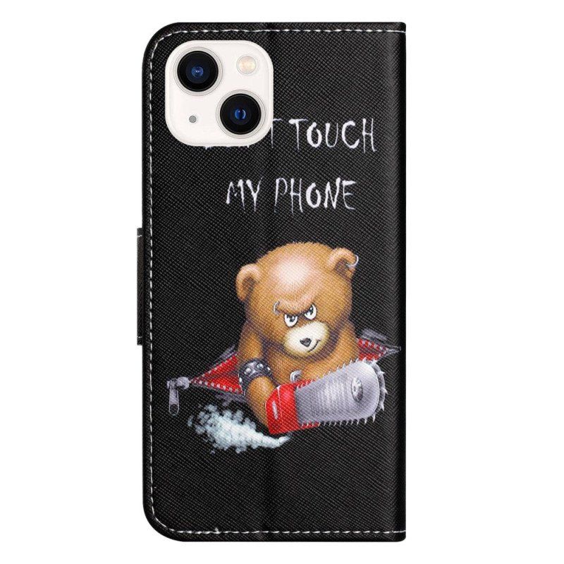 Etui Folio do iPhone 14 Plus Niebezpieczny Niedźwiedź
