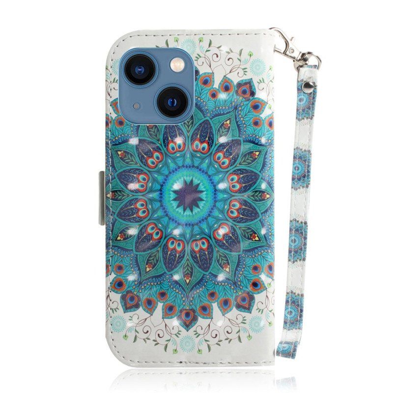 Etui Folio do iPhone 14 Plus z Łańcuch Paskowata Mandala