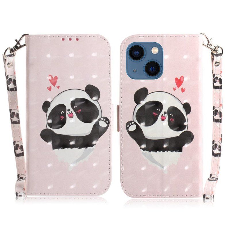 Etui Folio do iPhone 14 Plus z Łańcuch Paskowata Panda
