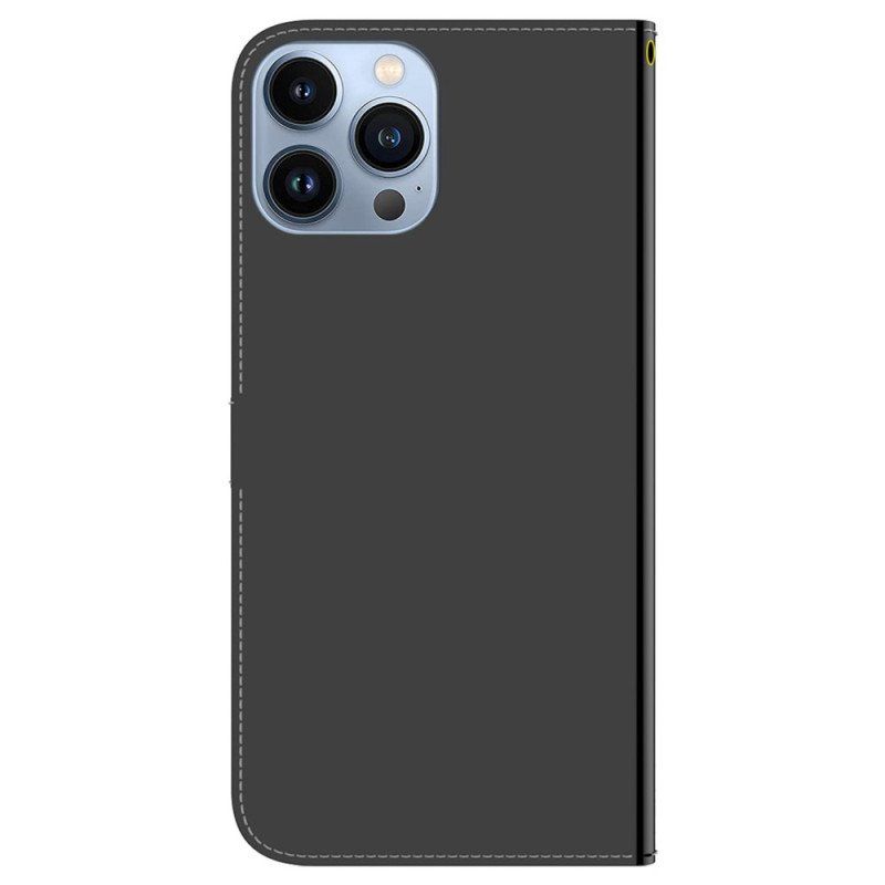 Etui Folio do iPhone 14 Pro Osłona Lusterka Ze Sztucznej Skóry