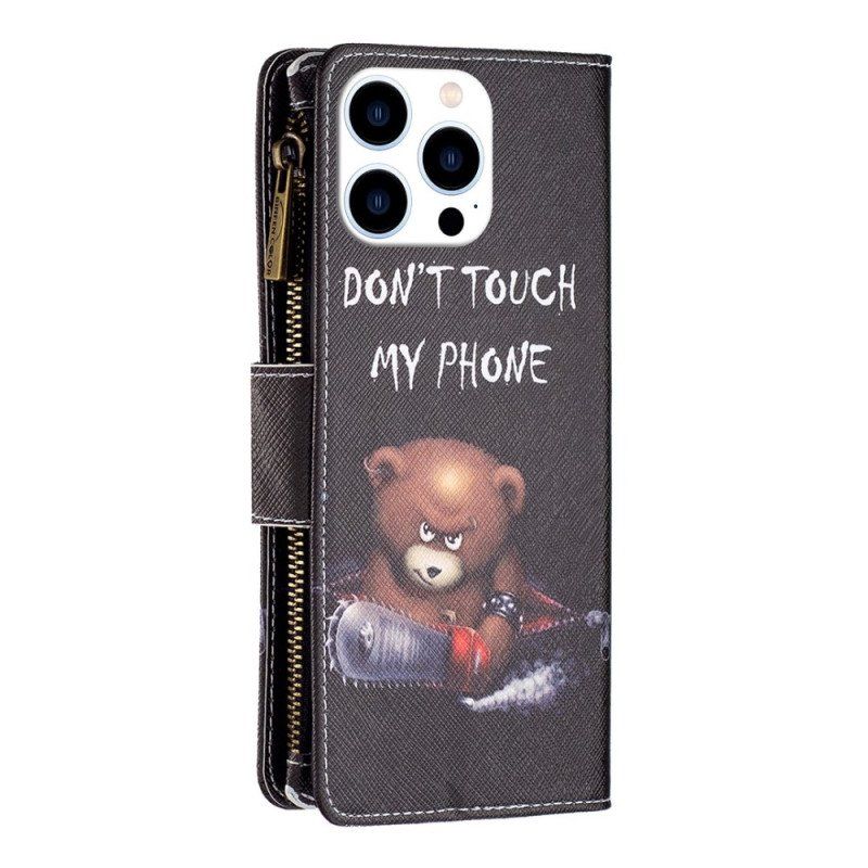 Etui Folio do iPhone 14 Pro Portfel Portfel Niedźwiedzia