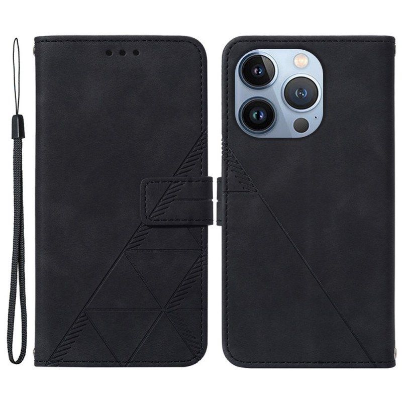 Etui Folio do iPhone 14 Pro z Łańcuch Trójkąty Paska