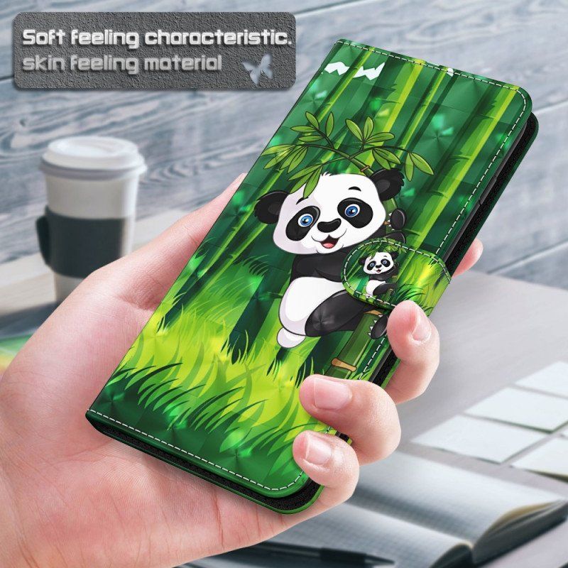 Etui Folio do iPhone 15 Pro z Łańcuch Panda Bambusowa 3d Z Paskiem