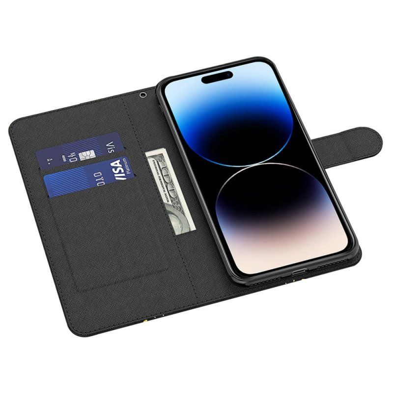 Etui Folio do iPhone 15 Pro z Łańcuch Projekt 3d Z Paskiem