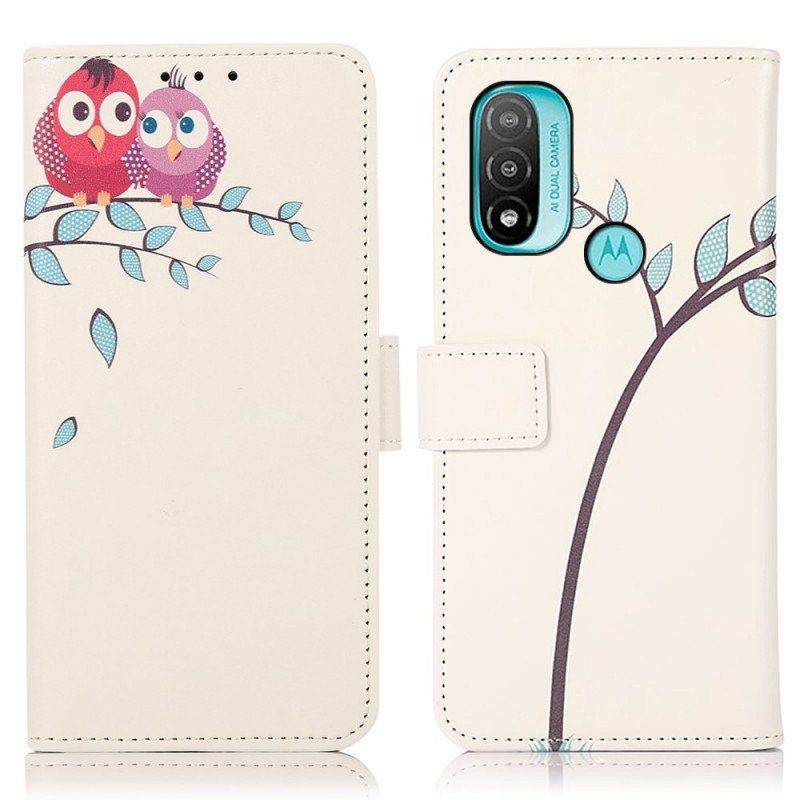 Etui Folio do Moto E40 / E30 / E20 Para Sowy Na Drzewie