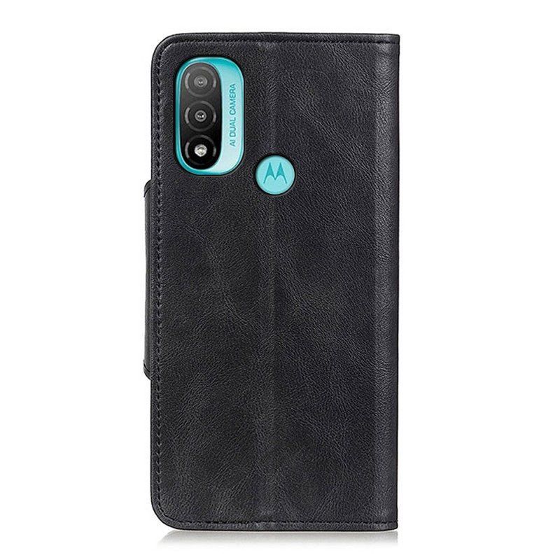 Etui Folio do Moto E40 / E30 / E20 Vintage Sztuczna Skóra I Guzik