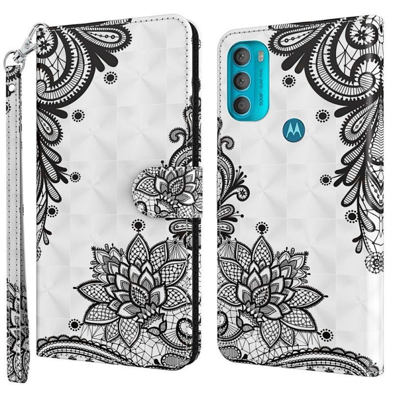 Etui Folio do Moto G71 5G Szykowna Koronka