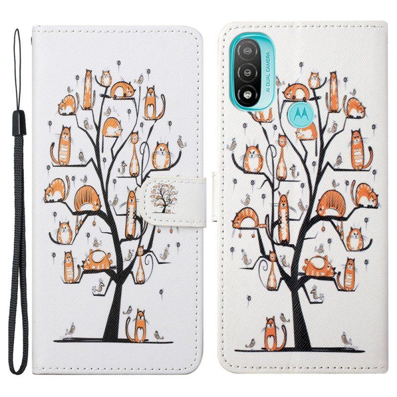 Etui Folio do Moto G71 5G z Łańcuch Funky Koty Z Paskiem